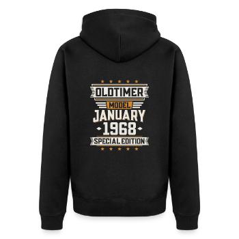 January Year 1968 Year of construction Oldtimer Birthday - Unisex Premium Organic Zip Hoodie - black - Back - Nico (187cm)