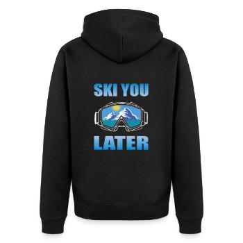 Ski you later Lustiges Apres Ski Design - Unisex Premium Bio Zip Hoodie - Schwarz - Hinten - Nico (187cm)
