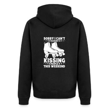 Roller Derby Pads Skates Gear Skating Roller Derby - Unisex Premium Bio Zip Hoodie - Schwarz - Hinten - Nico (187cm)