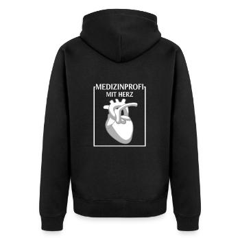 Arzthelferin Medizinprofi MFA - Unisex Premium Bio Zip Hoodie - Schwarz - Hinten - Nico (187cm)