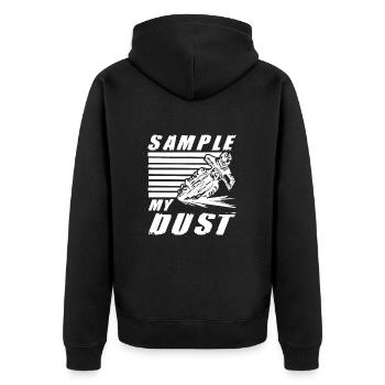Dirtbike Rider Sample My Dust MX Motocross - Unisex Premium Organic Zip Hoodie - black - Back - Nico (187cm)