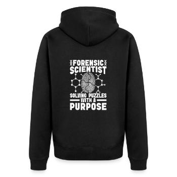 Forensic Analyst Solving Puzzles With Purpose - Unisex Premium Bio Zip Hoodie - Schwarz - Hinten - Nico (187cm)