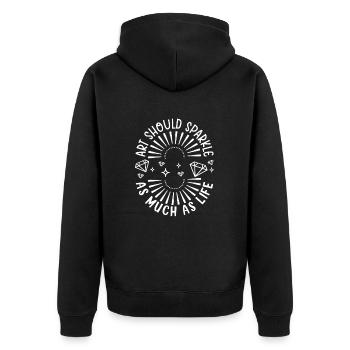 Diamond Painting Artist Art Should Sparkle Diamond - Unisex Premium Bio Zip Hoodie - Schwarz - Hinten - Nico (187cm)