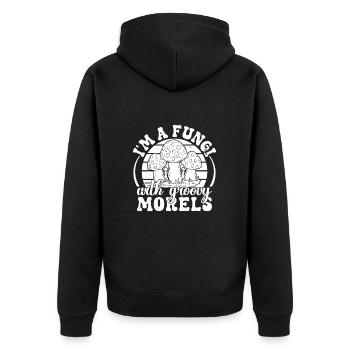 Morilles Champignons Champignons Groovy Morilles Champignon - Veste à capuche bio Premium Unisexe - noir - Dos - Nico (187cm)