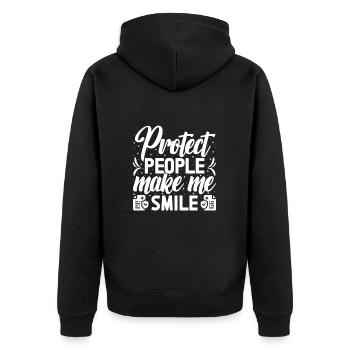 Insurance Agent Costume Make Me Smile Medicare - Unisex Premium Organic Zip Hoodie - black - Back - Nico (187cm)
