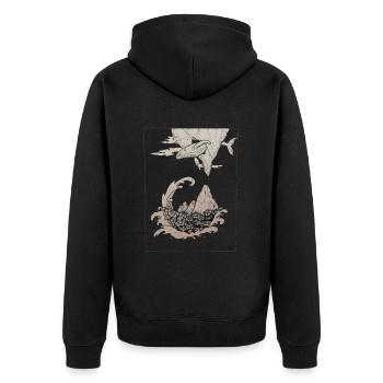 Wal - Unisex Premium Bio Zip Hoodie - Schwarz - Hinten - Nico (187cm)