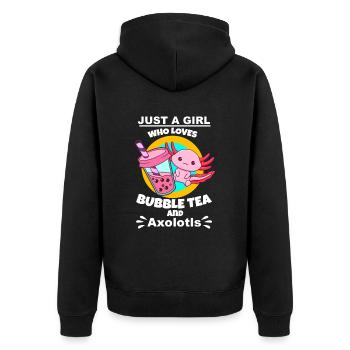 Bubble Tea Bubble Tee Mädchen Geschenk - Unisex Premium Bio Zip Hoodie - Schwarz - Hinten - Nico (187cm)
