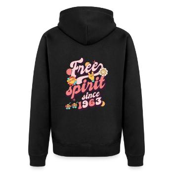 60 Jahre alter Jahrgang Geburtstag Jahrgang 1963 - Unisex Premium Bio Zip Hoodie - Schwarz - Hinten - Nico (187cm)