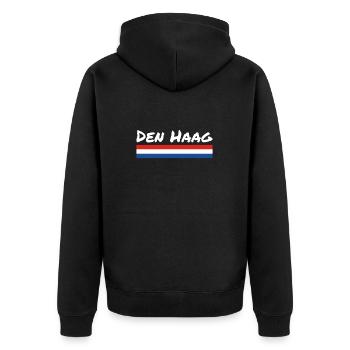 The Hague Netherlands Dutch flag - Unisex Premium Organic Zip Hoodie - black - Back - Nico (187cm)