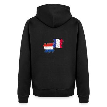 Niederlande Frankreich Vintage Flagge Niederländer - Unisex Premium Bio Zip Hoodie - Schwarz - Hinten - Nico (187cm)