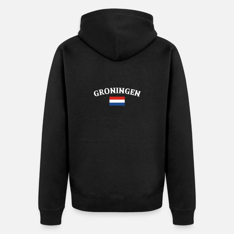 Groningue Pays-Bas Drapeau néerlandais - Veste à capuche bio Premium Unisexe - noir