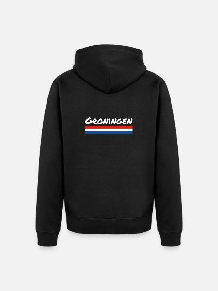 Groningen Netherlands Dutch flag - Unisex Premium Organic Zip Hoodie - black