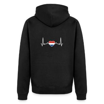 Netherlands heartbeat Dutch flag - Unisex Premium Organic Zip Hoodie - black - Back - Nico (187cm)