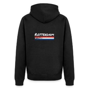 Rotterdam, Pays-Bas, drapeau néerlandais - Veste à capuche bio Premium Unisexe - noir - Dos - Nico (187cm)