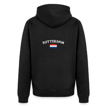 Rotterdam, Pays-Bas, Drapeau d’époque - Veste à capuche bio Premium Unisexe - noir - Dos - Nico (187cm)