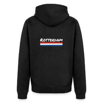 Rotterdam, Pays-Bas, drapeau néerlandais - Veste à capuche bio Premium Unisexe - noir - Dos - Nico (187cm)