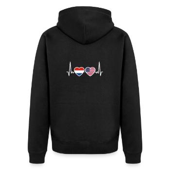 Pays-Bas États-Unis Heartbeat Flag Néerlandais - Veste à capuche bio Premium Unisexe - noir - Dos - Nico (187cm)