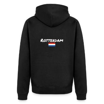Rotterdam, Pays-Bas, drapeau néerlandais - Veste à capuche bio Premium Unisexe - noir - Dos - Nico (187cm)
