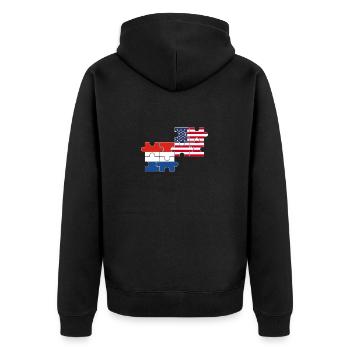 Niederlande USA Flagge Amerikaner Niederländer - Unisex Premium Bio Zip Hoodie - Schwarz - Hinten - Nico (187cm)