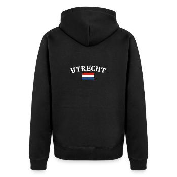 Utrecht Netherlands Vintage Dutch Flag - Unisex Premium Organic Zip Hoodie - black - Back - Nico (187cm)