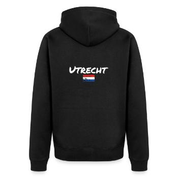 Utrecht Pays-Bas Drapeau néerlandais vintage - Veste à capuche bio Premium Unisexe - noir - Dos - Nico (187cm)