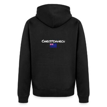 Christchurch Vintage drapeau néo-zélandais - Veste à capuche bio Premium Unisexe - noir - Dos - Nico (187cm)