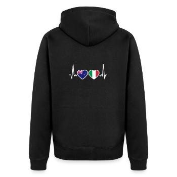Neuseeland Italien Herzschlag Flagge Neuseeländer - Unisex Premium Bio Zip Hoodie - Schwarz - Hinten - Nico (187cm)
