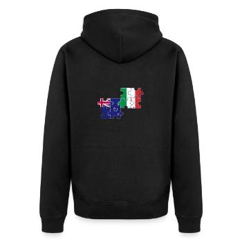 Neuseeland Italien Vintage Flagge Neuseeländer - Unisex Premium Bio Zip Hoodie - Schwarz - Hinten - Nico (187cm)