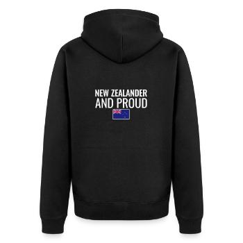 New Zealander And Proud Flag New Zealand - Unisex Premium Organic Zip Hoodie - black - Back - Nico (187cm)