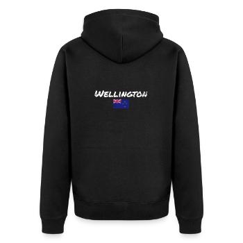 Wellington Vintage drapeau néo-zélandais - Veste à capuche bio Premium Unisexe - noir - Dos - Nico (187cm)