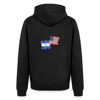 Nicaragua USA Flagge Amerikanisch Nicaraguanisch - Unisex Premium Bio Zip Hoodie - Schwarz - Hinten - Nico (187cm)