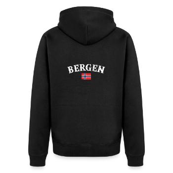 Bergen Norvège Drapeau norvégien vintage - Veste à capuche bio Premium Unisexe - noir - Dos - Nico (187cm)