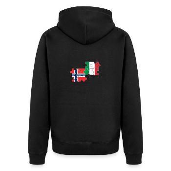 Norwegen Italien Vintage Flagge Norweger - Unisex Premium Bio Zip Hoodie - Schwarz - Hinten - Nico (187cm)