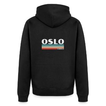 Oslo Norvège Rétro Norvège Norvégien Norvégien - Veste à capuche bio Premium Unisexe - noir - Dos - Nico (187cm)