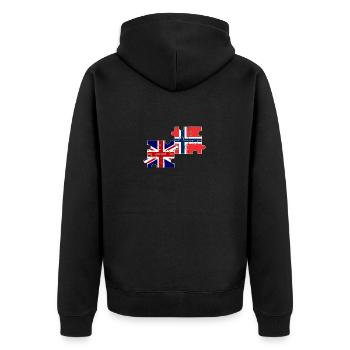 Norwegen UK Flagge Britisch Norwegisch - Unisex Premium Bio Zip Hoodie - Schwarz - Hinten - Nico (187cm)