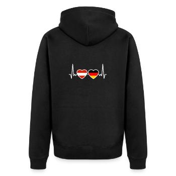 Austria Germany Heartbeat Flag - Unisex Premium Organic Zip Hoodie - black - Back - Nico (187cm)