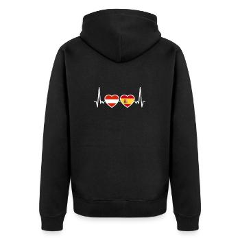 Autriche, Espagne, Heartbeat, Drapeau, Autriche, - Veste à capuche bio Premium Unisexe - noir - Dos - Nico (187cm)