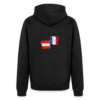 Austria France Vintage Flag Austrian - Unisex Premium Organic Zip Hoodie - black - Back - Nico (187cm)