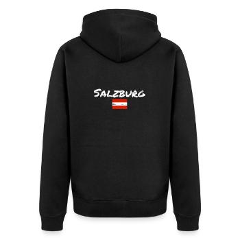 Salzburg, Austria, Vintage Austrian Flag - Unisex Premium Organic Zip Hoodie - black - Back - Nico (187cm)