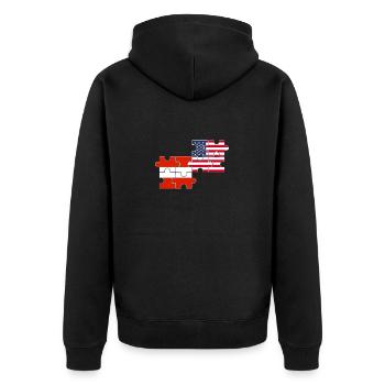 Austria USA Flag American Austria - Unisex Premium Organic Zip Hoodie - black - Back - Nico (187cm)