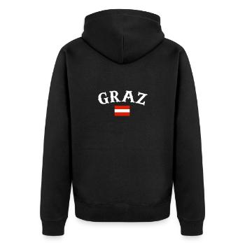 Graz, Autriche, Drapeau, Autriche, Autriche - Veste à capuche bio Premium Unisexe - noir - Dos - Nico (187cm)