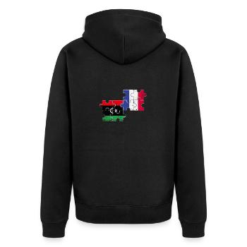 Libya France Vintage Flag Libyan - Unisex Premium Organic Zip Hoodie - black - Back - Nico (187cm)