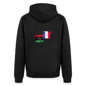 Libya France Flag French Libyan - Unisex Premium Organic Zip Hoodie - black - Back - Nico (187cm)