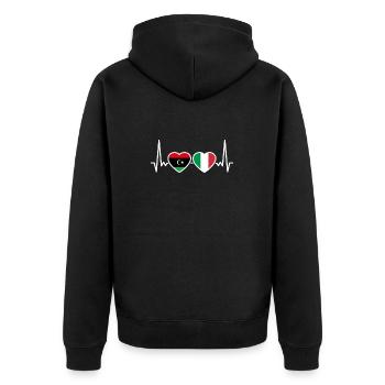 Libya Italy Heartbeat Flag Libyan - Unisex Premium Organic Zip Hoodie - black - Back - Nico (187cm)