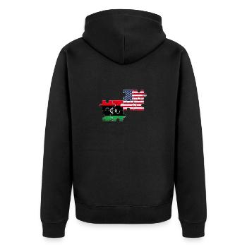 Libya USA Vintage Flag American Libyan - Unisex Premium Organic Zip Hoodie - black - Back - Nico (187cm)