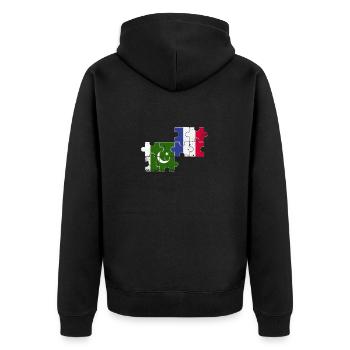 Pakistan France Vintage Flag Pakistani - Unisex Premium Organic Zip Hoodie - black - Back - Nico (187cm)
