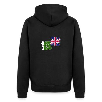 Pakistan UK Flag British Pakistani - Unisex Premium Organic Zip Hoodie - black - Back - Nico (187cm)