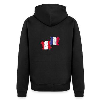 Peru Frankreich Vintage Flagge Franzose Peruaner - Unisex Premium Bio Zip Hoodie - Schwarz - Hinten - Nico (187cm)