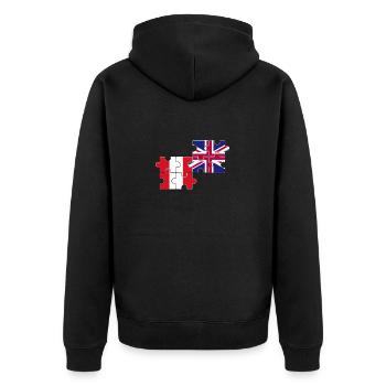 Peru UK Flagge Brite Peruaner - Unisex Premium Bio Zip Hoodie - Schwarz - Hinten - Nico (187cm)