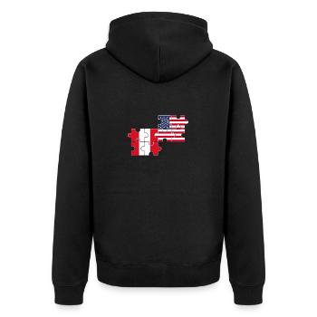 Peru USA Flagge Amerikaner Peruaner - Unisex Premium Bio Zip Hoodie - Schwarz - Hinten - Nico (187cm)